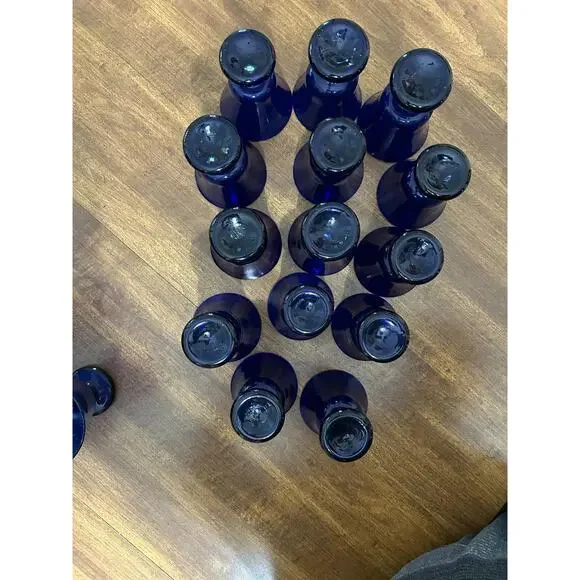 Handblown blue‎ glasses goblets Isreal 15 pieces beautiful